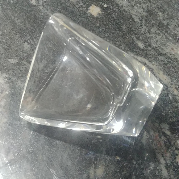 VTg Signed Val St Lambert Crystal Tricorne Triangular Mini Trinket Dish Bowl - Picture 4 of 4